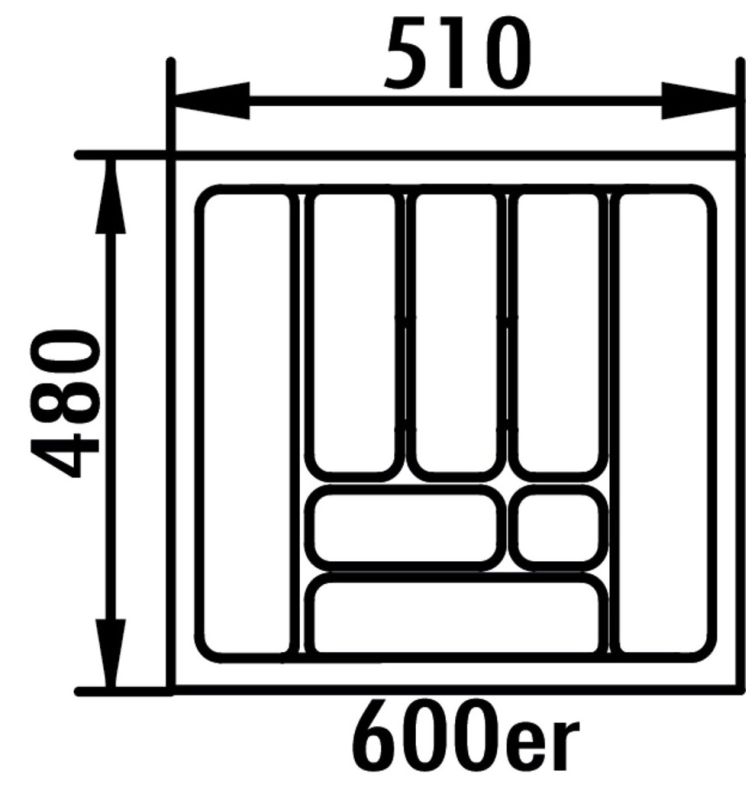Naber Besteckeinsatz 5 für Küchenschubladen in verschiedenen Breiten von 30 bis 90 cm. Robuster Besteckkasten aus Kunststoff für übersichtliche Ordnung – Bild 4
