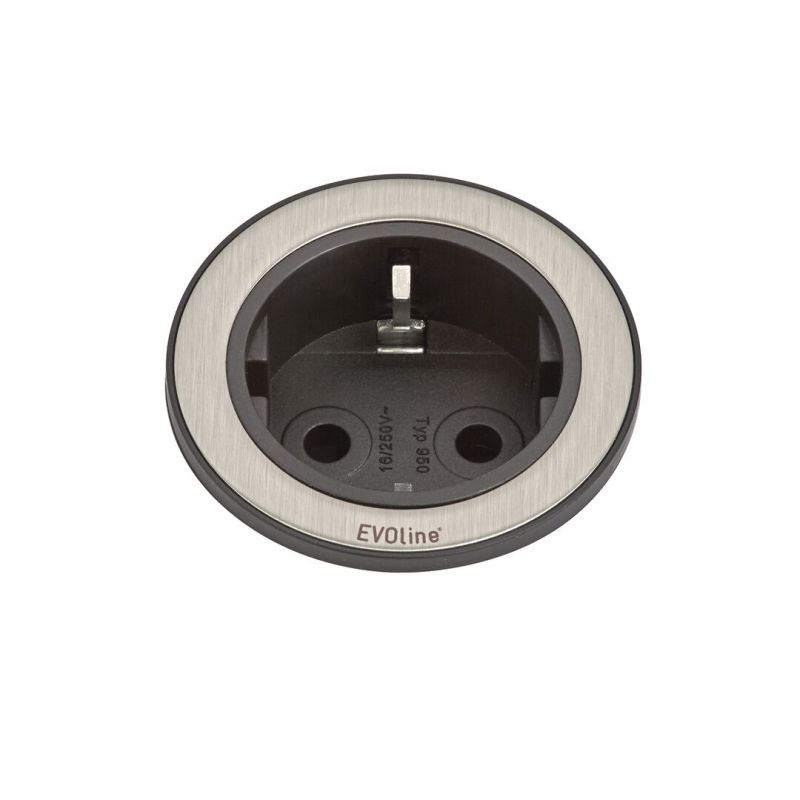 Evoline® One Einzelsteckdose, Steckdosenelement Ring - Edelstahl gebürstet