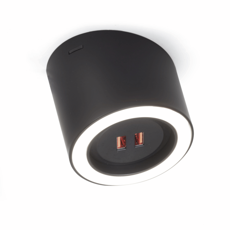 Unika 4 Farbwechsel LED, Einzelleuchte mit 2-fach USB A, schwarz matt